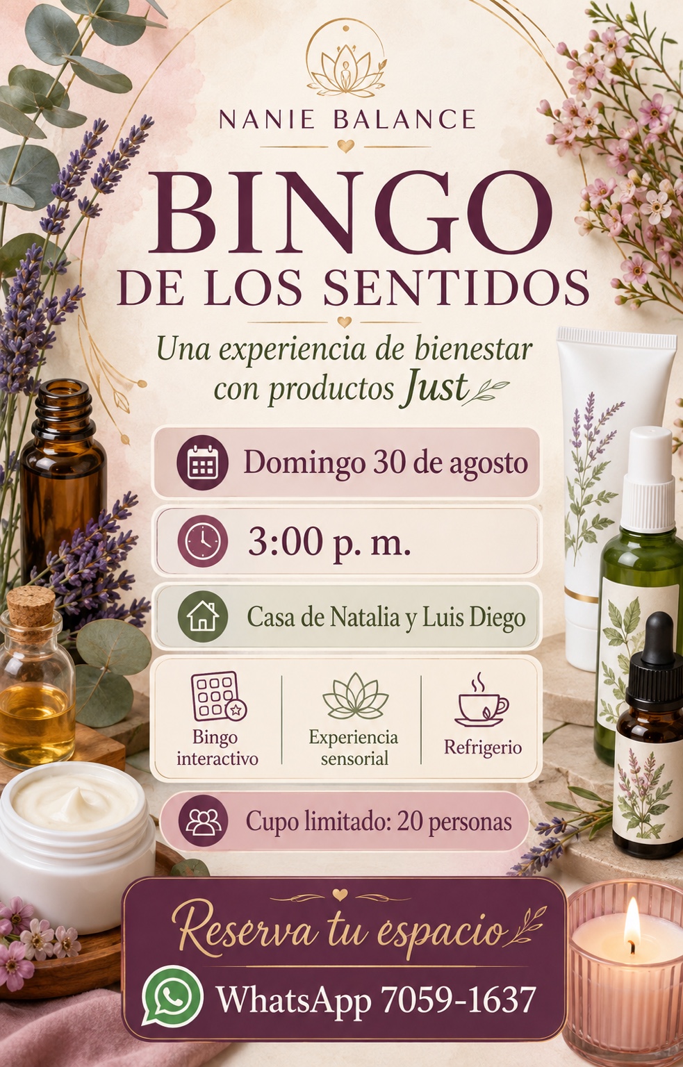 Invitación al Bingo de los Sentidos de Nanie Balance
