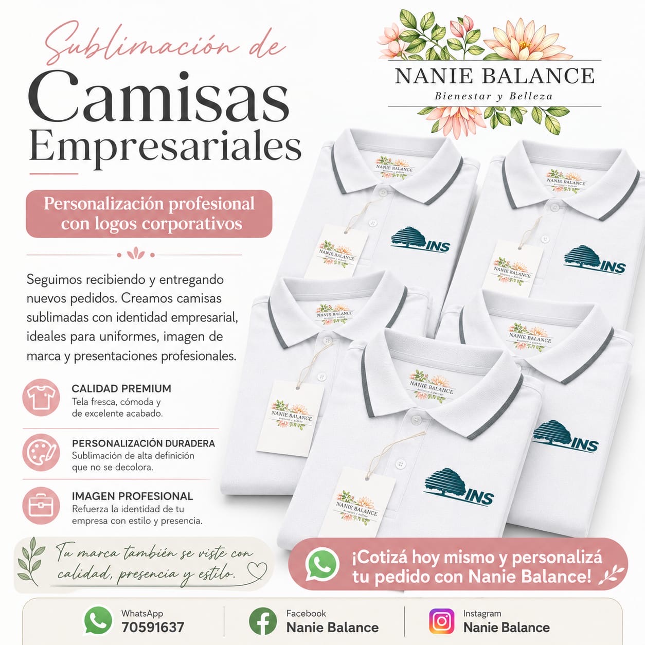 Camisas empresariales personalizadas mediante sublimación por Nanie Balance