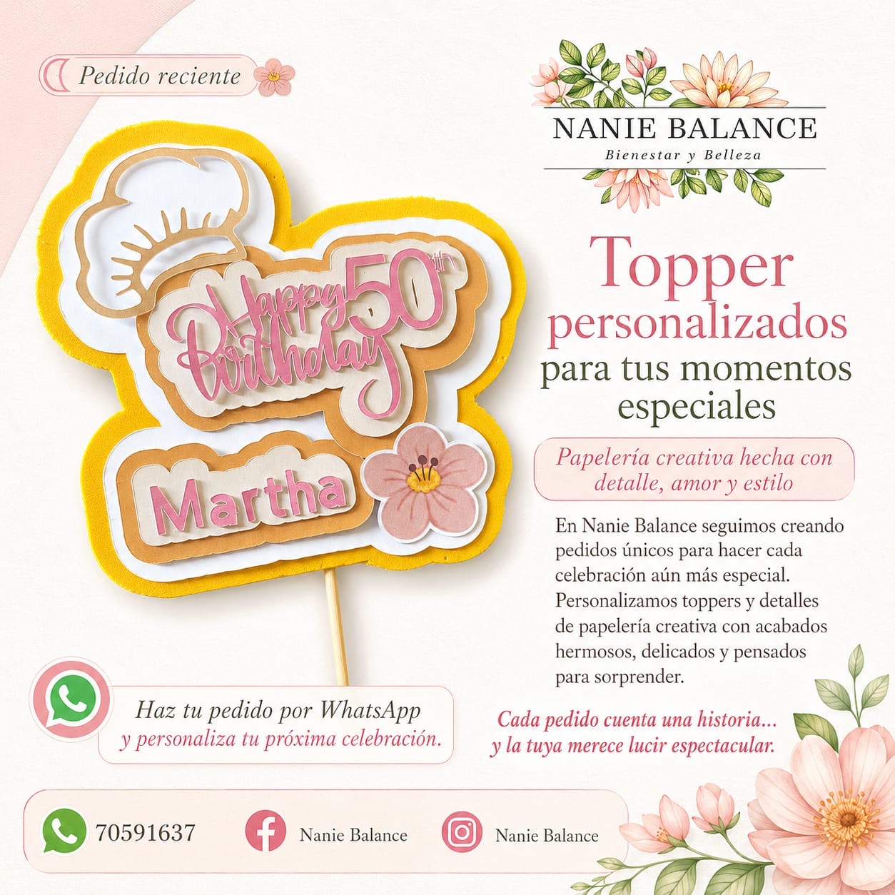 Topper de cumpleaños personalizado creado por Nanie Balance