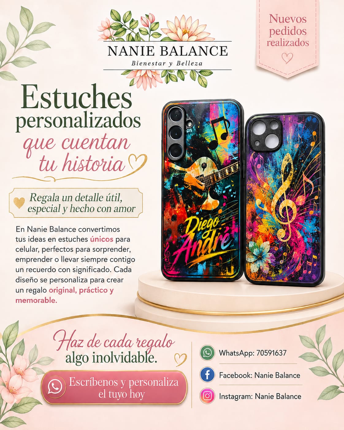 Estuches de teléfono personalizados con diseños musicales de colores