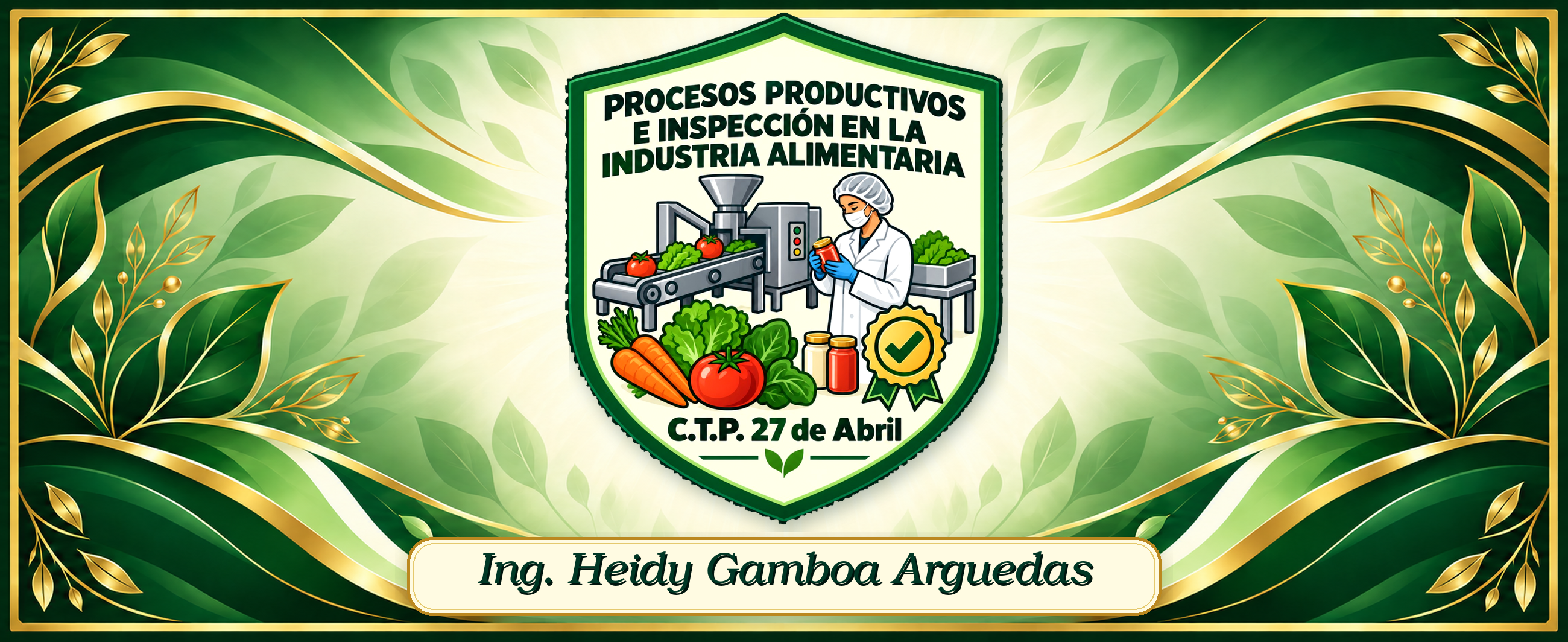 Diseño panorámico completo en verde y dorado para taza sublimada de la ingeniera Heidy Gamboa Arguedas