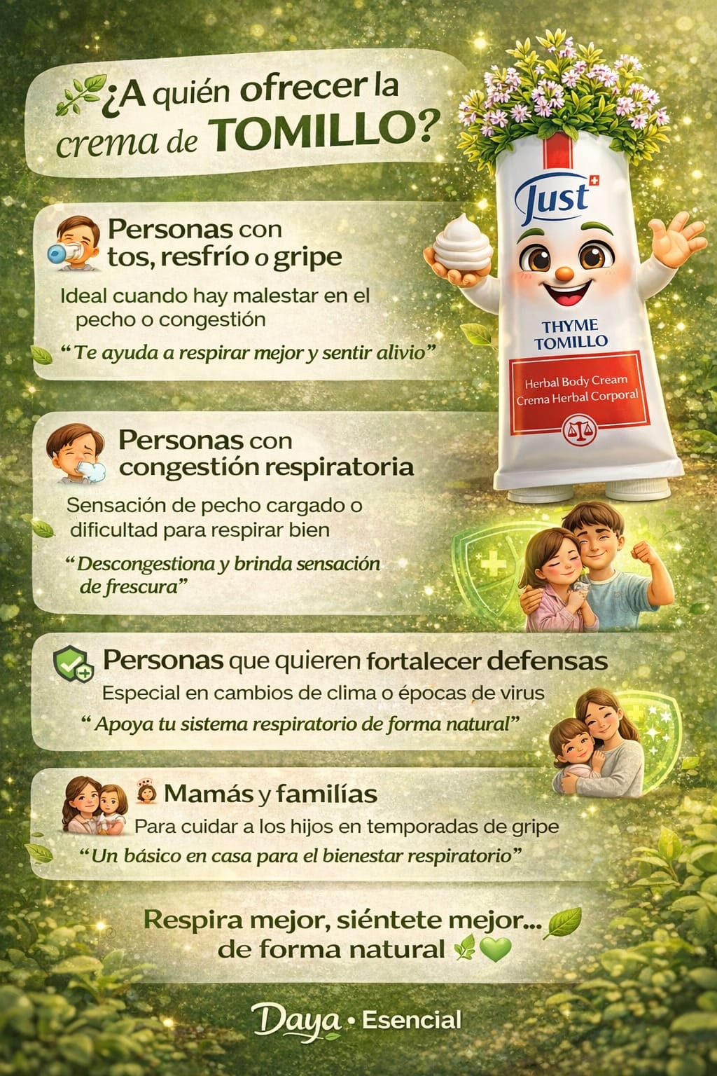 Crema de tomillo Just presentada por Nanie Balance