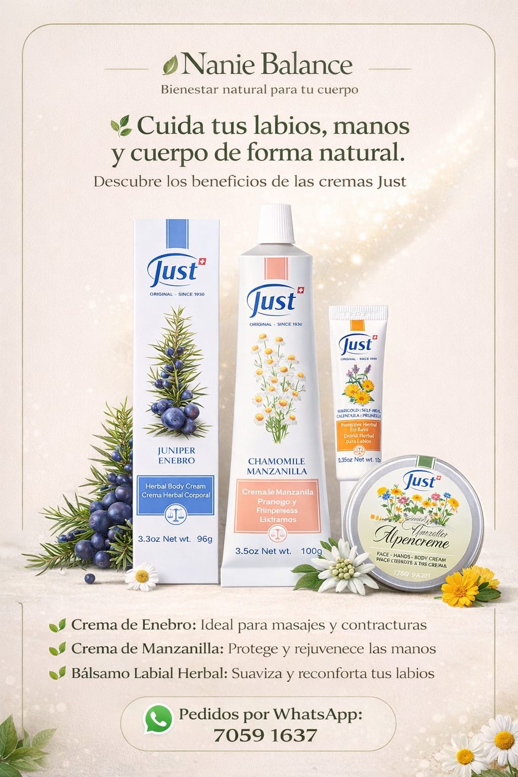 Selección de productos Just para el cuidado integral