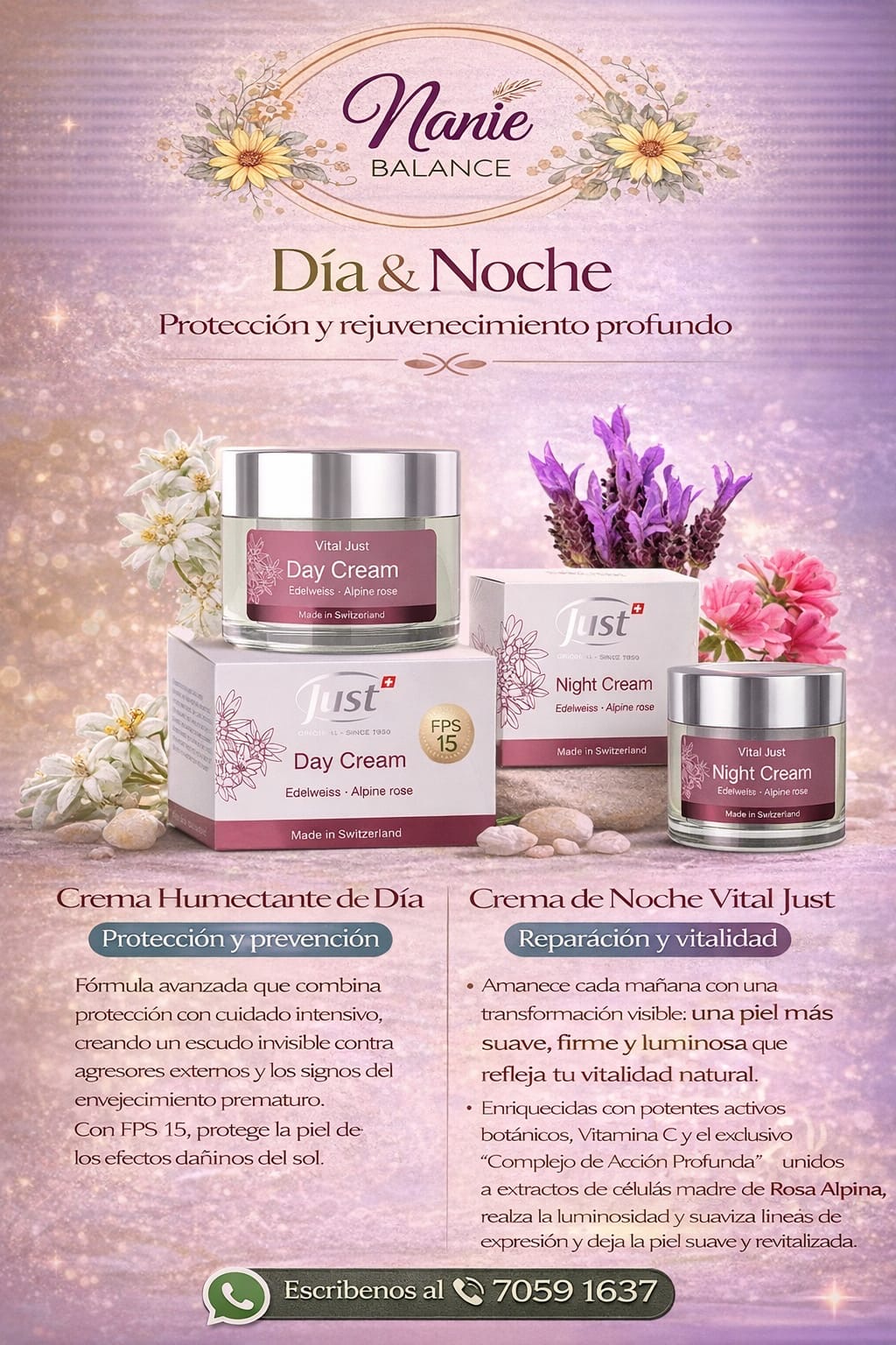 Línea Día y Noche Just para el cuidado facial