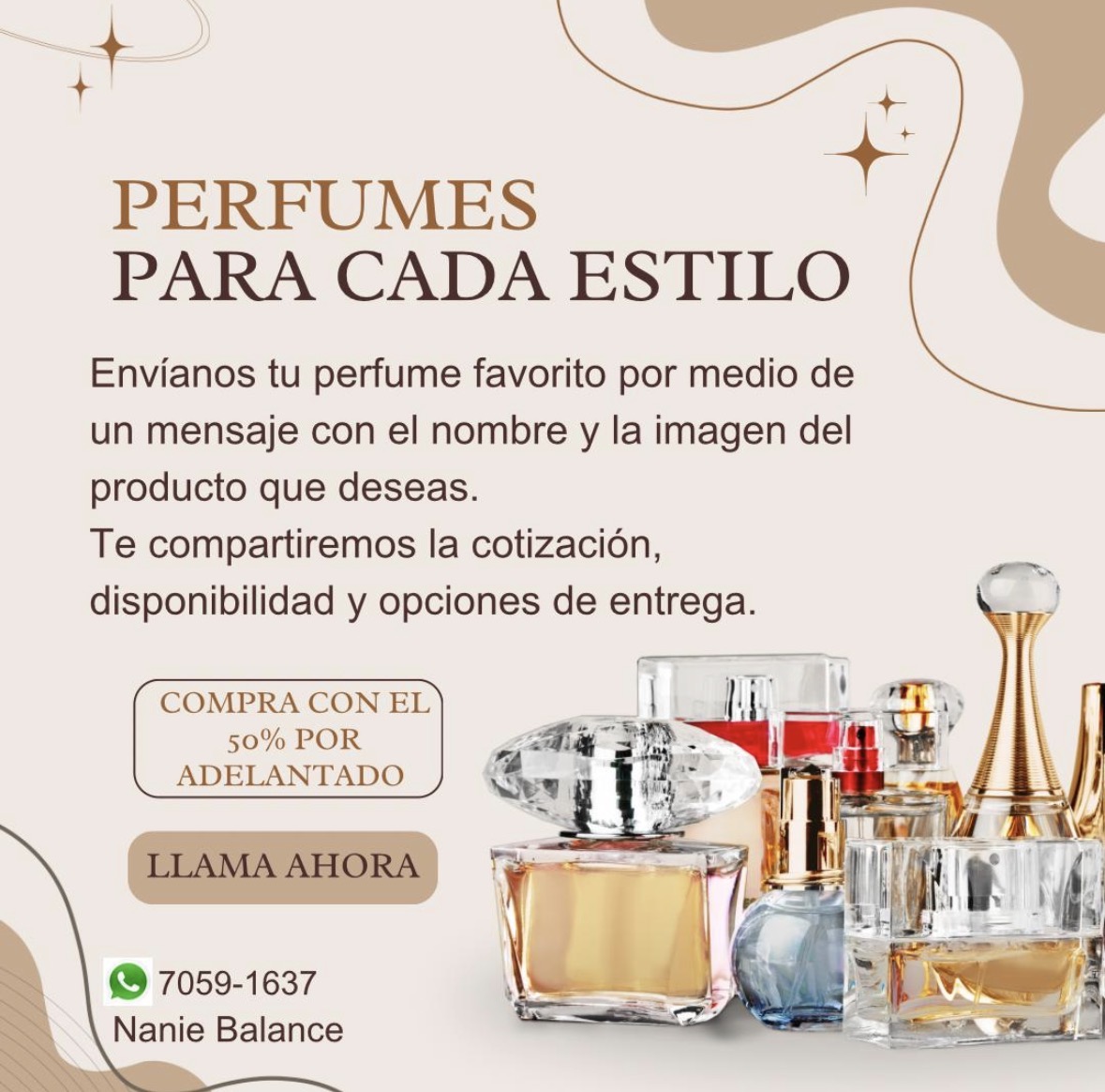 Catálogo de perfumes disponibles por medio de Nanie Balance